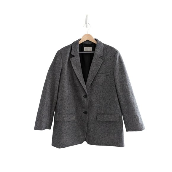 Everlane The Italian Wool Oversized Blazer Grey Herringbone - Picture 2 of 9